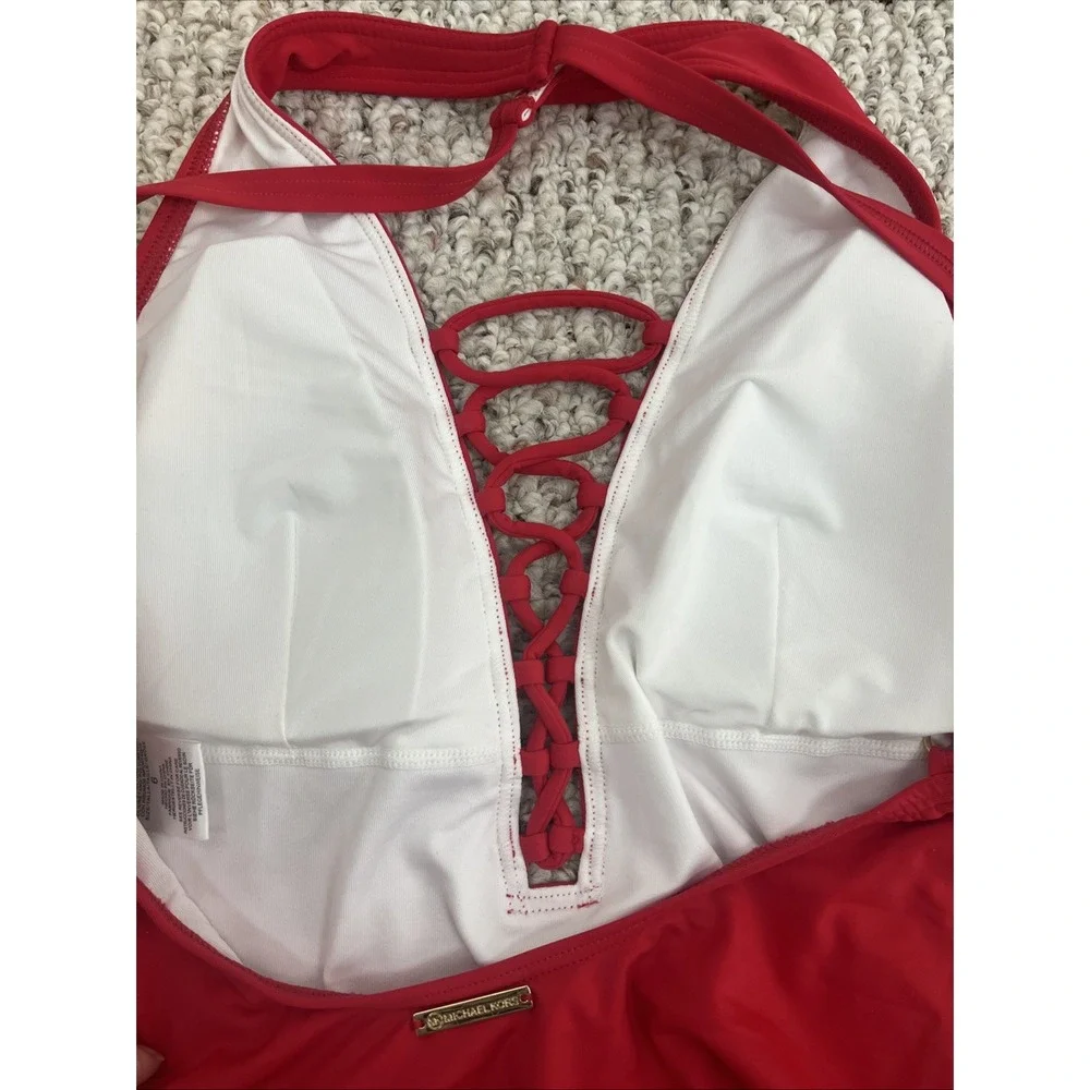 Michael Kors NWT Red Lace Front One Piece Swimsuit Beachy Size 6